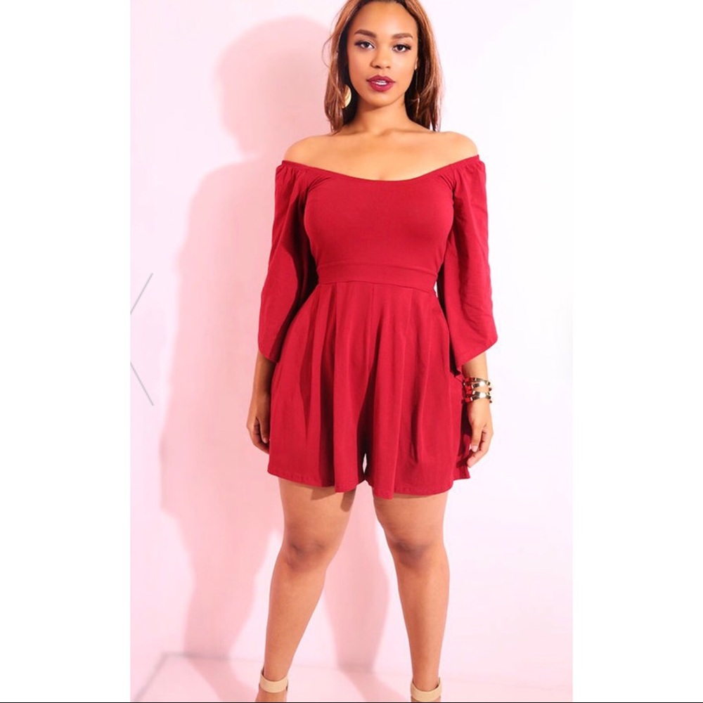 Plus Size Bell Sleeves Jumper (Burgundy) - Picture 2 of 4